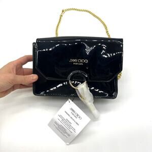 Jimmy Choo Parfum Gold Chain Black Patent Crossbody Bag